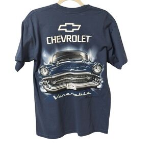 Chevrolet Classic Car Tee 1957 Bel Air Mens T Shirt Medium Blue Cotton